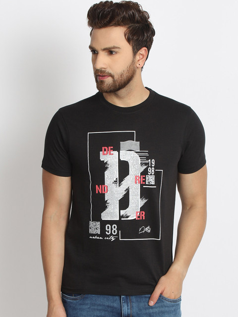 

98 Degree North Men Black Printed Round Neck T-shirt