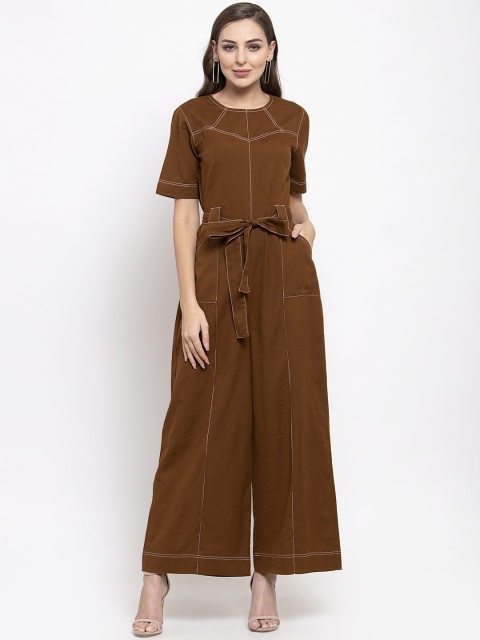 

THE SILHOUETTE STORE Women Brown Solid Basic Jumpsuit
