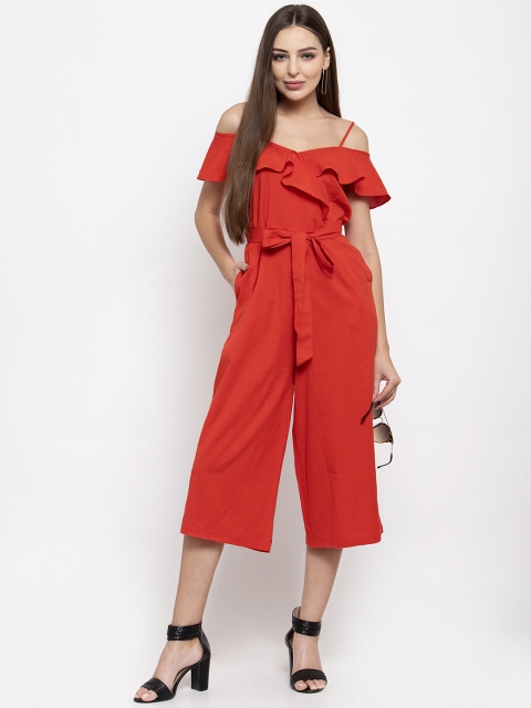 

THE SILHOUETTE STORE Women Red Solid Culotte Jumpsuit
