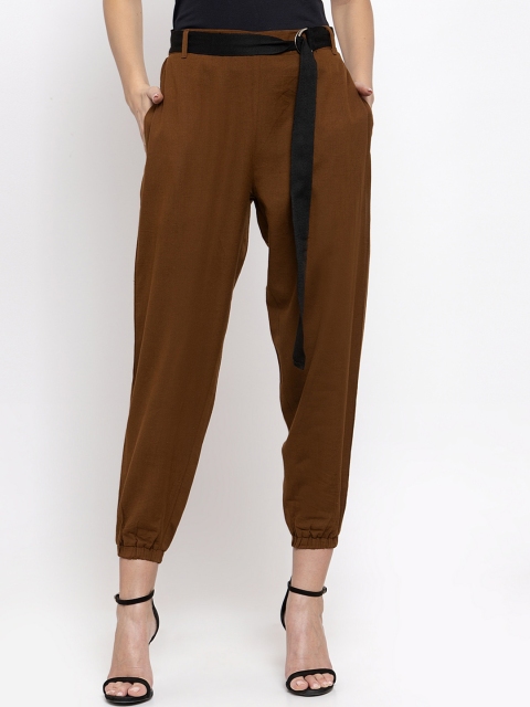

THE SILHOUETTE STORE Women Brown Slim Fit Solid Joggers