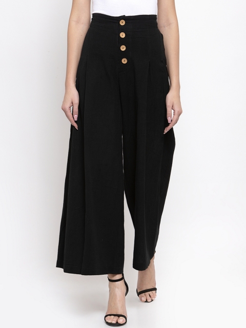 

THE SILHOUETTE STORE Women Black Regular Fit Solid Culottes