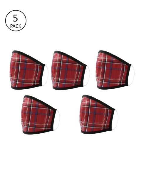 

YOTHVIK Unisex Red Checkered 3 Ply Protective Face Mask