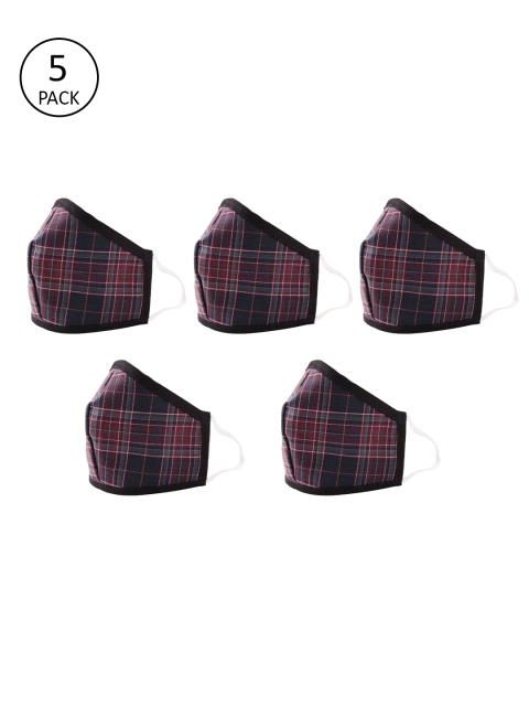 

YOTHVIK Unisex Maroon Checkered 3 Ply Protective Face Mask