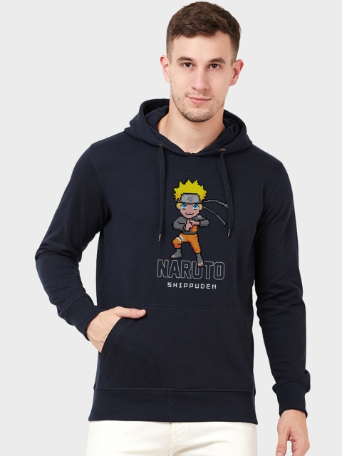 

Free Authority Men Navy Blue Printed Hooded Sweatshirt
