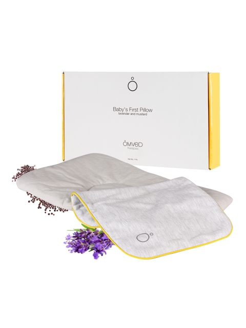 

Omved Kids Grey Melange Medium Head Shaping Mustard Seeds Pillow with Lavender, White