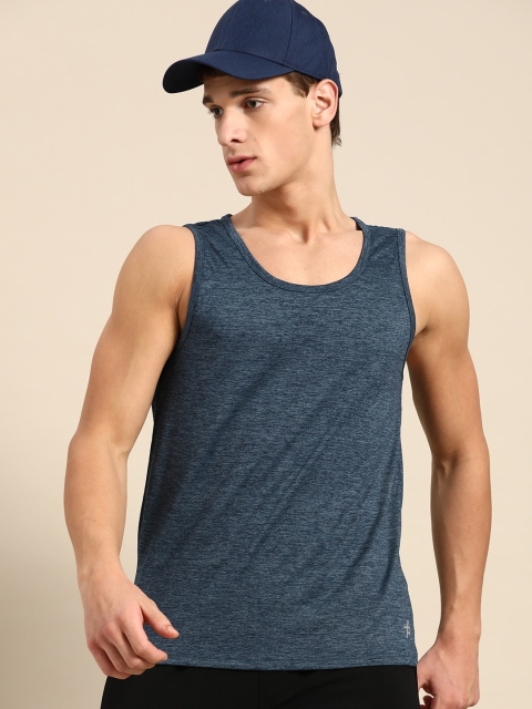 

Jockey Men Navy Blue Solid Round Neck Lounge Tank T-Shirt with Grindle Effect