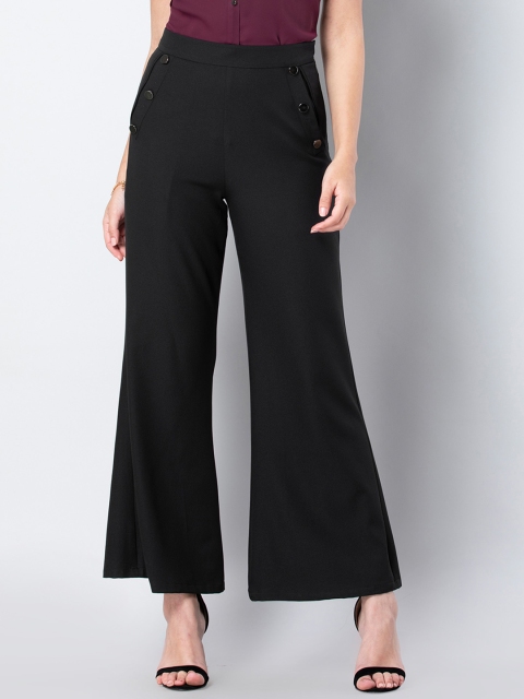 

FabAlley Women Black Solid Flared Palazzos