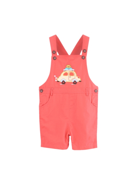

Beebay Boys Orange Solid Car Applique Dungaree