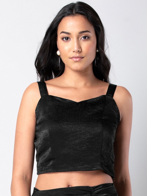 

FabAlley Women Black Solid Strappy Crop Top