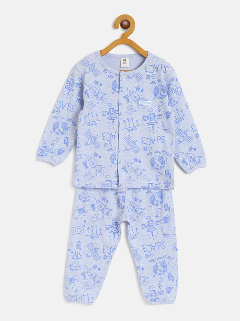 

TOFFY HOUSE Girls Blue Printed Night Suit