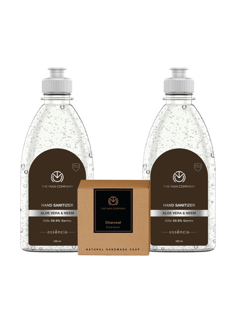 

THE MAN COMPANY Set of 2 Aloe Vera & Neem Hand Sanitizer w/ Charcoal Soap 500 ML