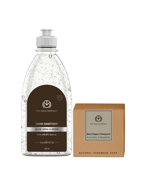 

THE MAN COMPANY Set of 2 Aloe Vera Hand Sanitizer and Black Pepper Soap