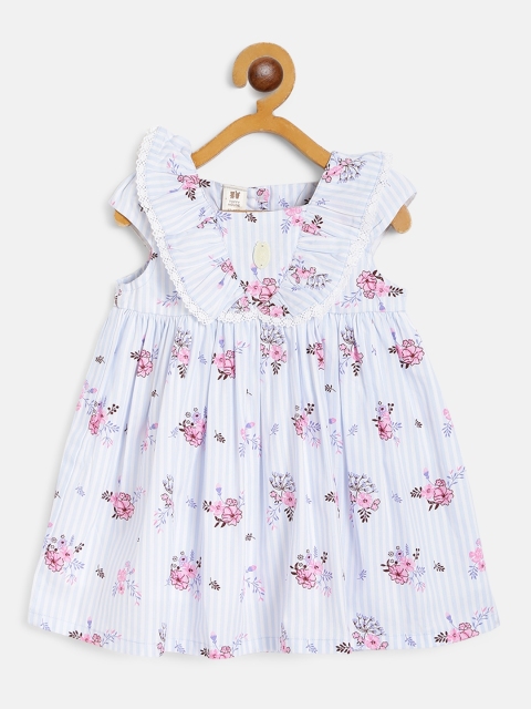 

TOFFY HOUSE Girls Blue & Pink Floral Printed A-Line Dress