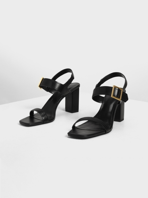 

CHARLES & KEITH Women Black Solid Sandals