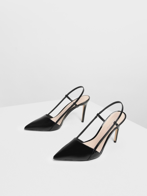 

CHARLES & KEITH Women Black Solid Pumps