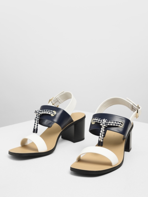 

CHARLES & KEITH Women White & Navy Blue Colourblocked Sandals
