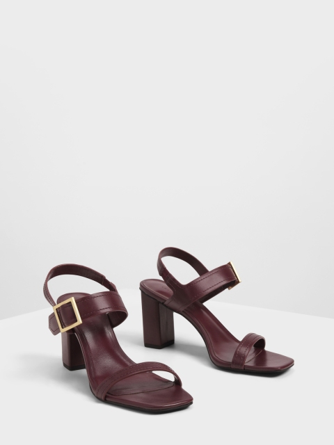 

CHARLES & KEITH Women Burgundy Solid Sandals