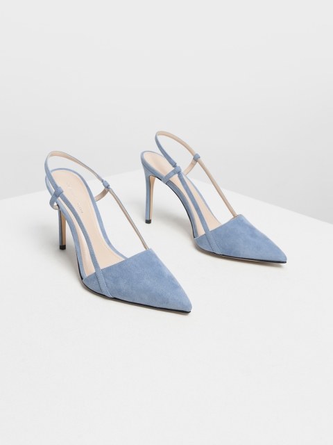 

CHARLES & KEITH Women Blue Solid Pumps