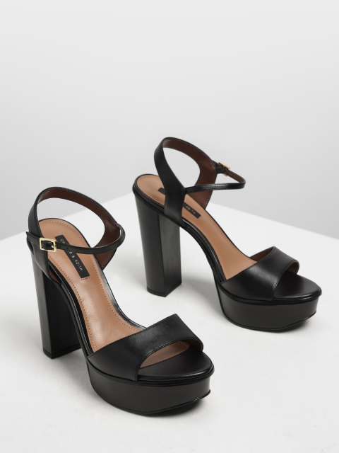 

CHARLES & KEITH Women Black Solid Platform Heels