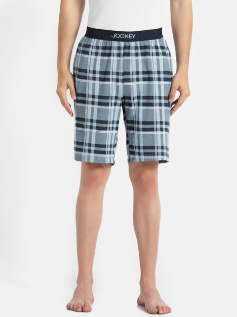

Jockey Men Blue & White Checked Lounge Shorts
