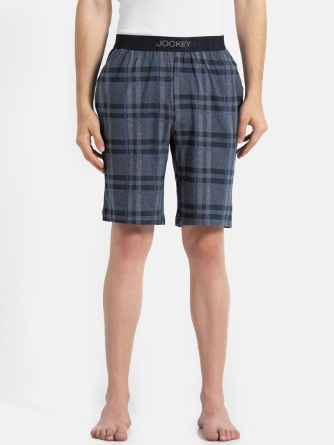 

Jockey Men Navy Blue Checked Lounge Shorts