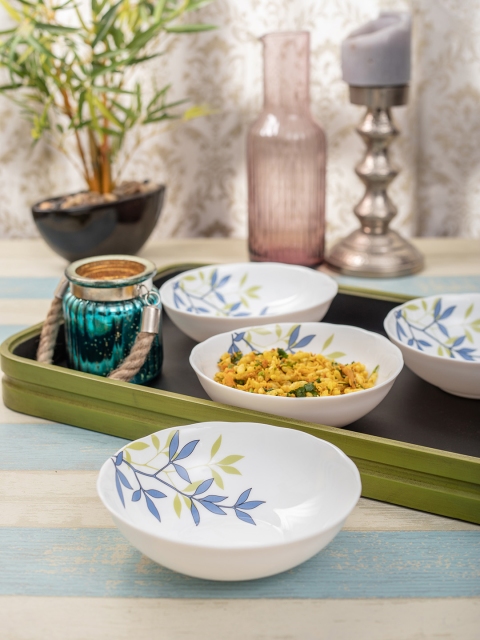 

Laopala Set Of 4 White Printed Opalware Bowls