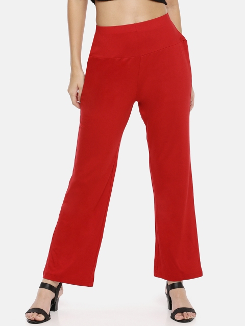 

GOLDSTROMS Women Red Slim Fit Solid Regular Trousers