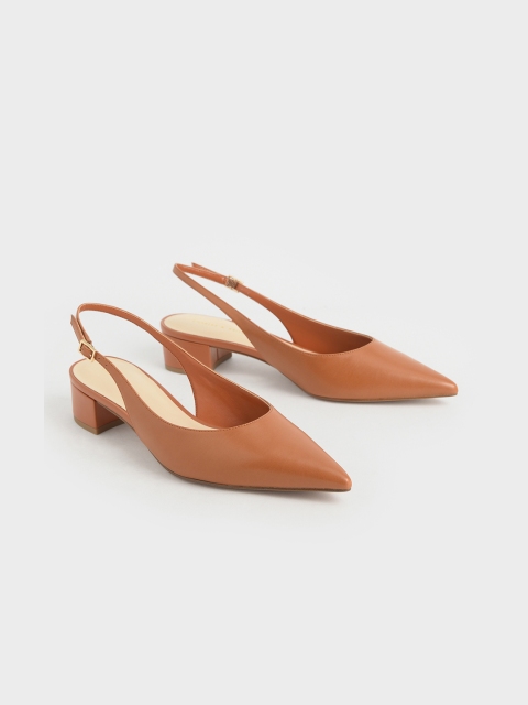 

CHARLES & KEITH Women Tan Brown Solid Pumps