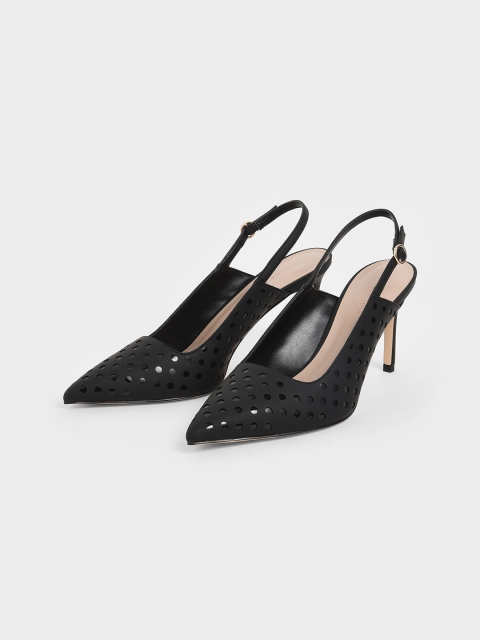 

CHARLES & KEITH Women Black Printed Pumps