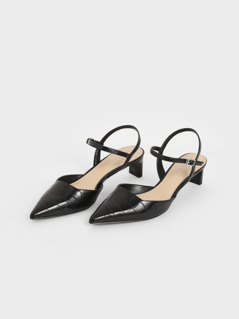 

CHARLES & KEITH Women Black Textured Pumps