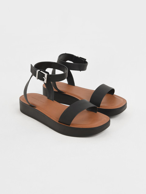 

CHARLES & KEITH Women Black Solid Sandals