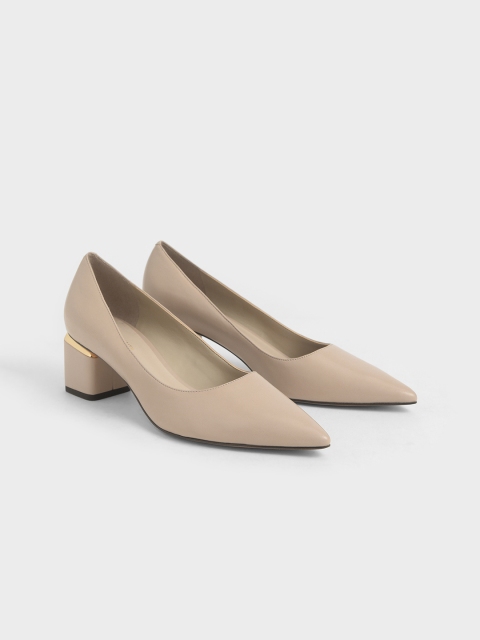 

CHARLES & KEITH Women Beige Solid Pumps