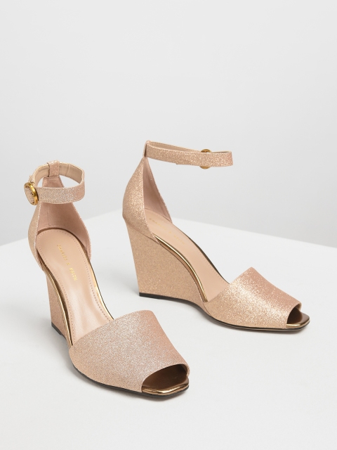 

CHARLES & KEITH Women Gold-Toned Solid Sandals