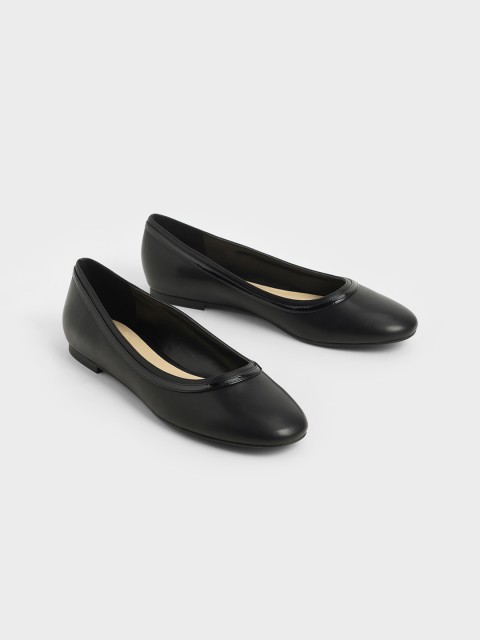 

CHARLES & KEITH Women Black Solid Ballerinas