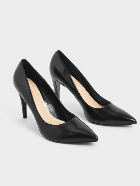 

CHARLES & KEITH Women Black Solid Pumps