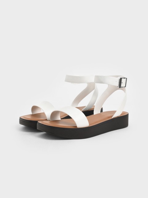 

CHARLES & KEITH Women White Solid Open Toe Flats