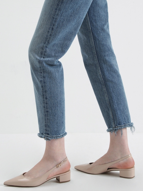 

CHARLES & KEITH Women Nude-Coloured Solid Slingback Pumps