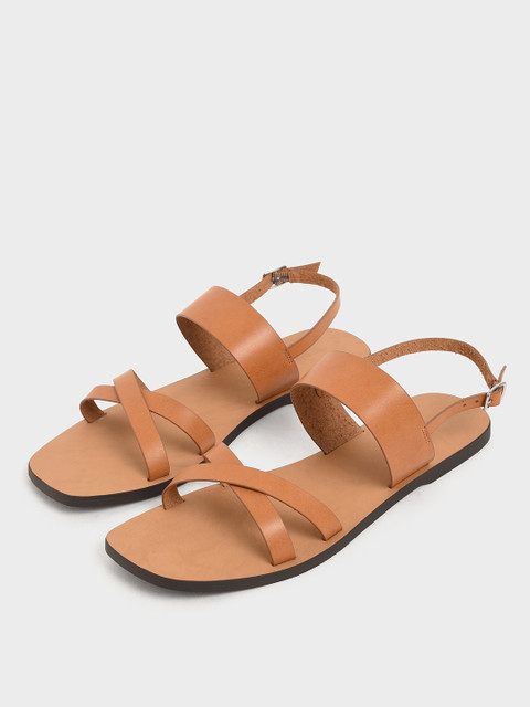 

CHARLES & KEITH Women Brown Solid Open Toe Flats