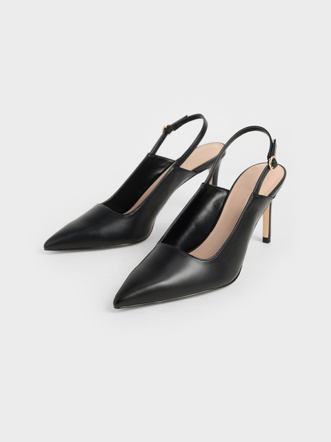 

CHARLES & KEITH Women Black Solid Pumps