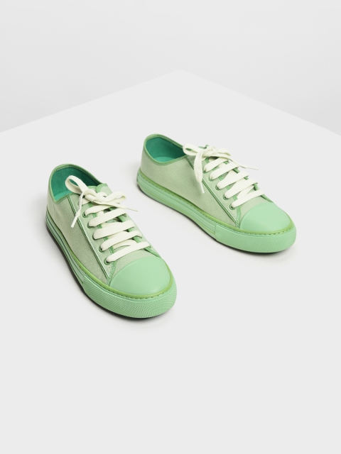 

CHARLES & KEITH Women Green Solid Sneakers