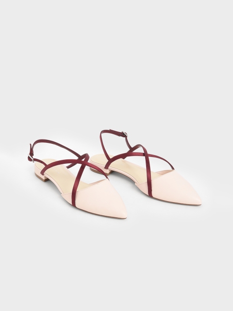 

CHARLES & KEITH Women Pink & Burgundy Solid Mules