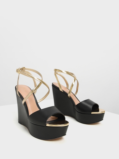 

CHARLES & KEITH Women Black Solid Wedge Heels
