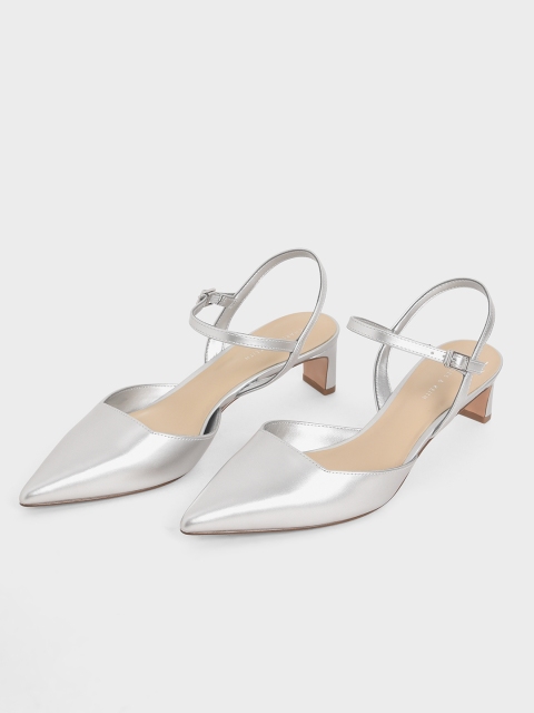 

CHARLES & KEITH Women Silver-Toned Solid Heels