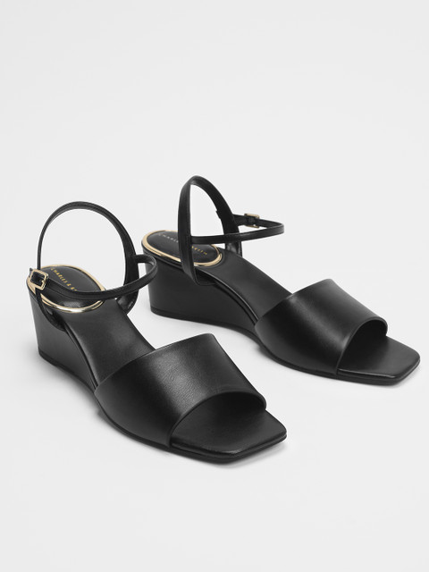

CHARLES & KEITH Women Black Solid Sandals