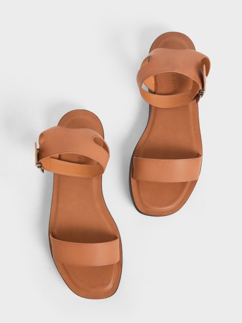 

CHARLES & KEITH Women Brown Solid Open Toe Flats