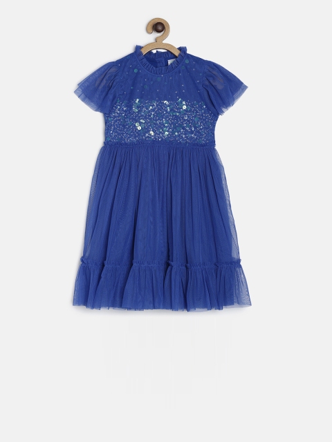 

MINI KLUB Girls Blue Embellished Fit and Flare Dress
