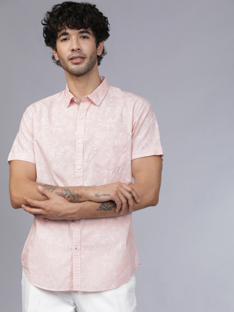 

HIGHLANDER Men Peach-Coloured & White Slim Fit Floral Printed Casual Shirt