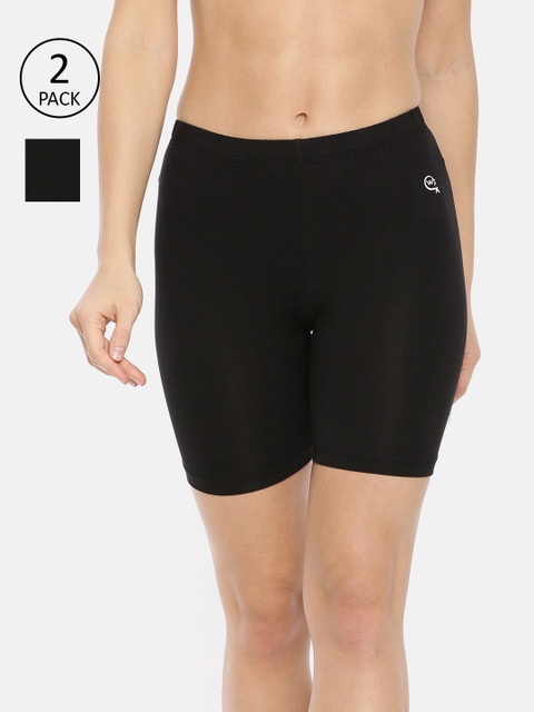 

Macrowoman W-Series Women Pack Of 2 Black Solid Boy Shorts MW2715