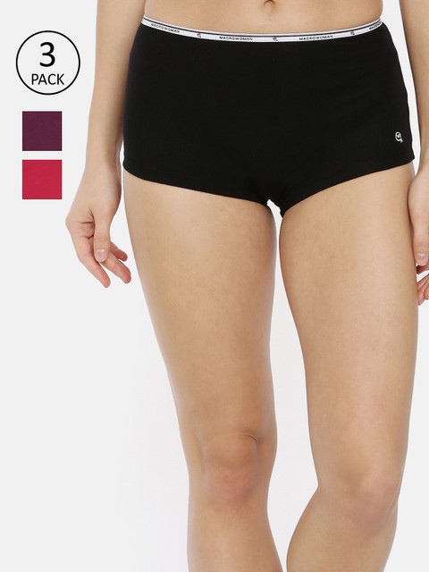 

Macrowoman W-Series Women Pack of 3 Assorted Boy Shorts MW2707-BL-PI-PU