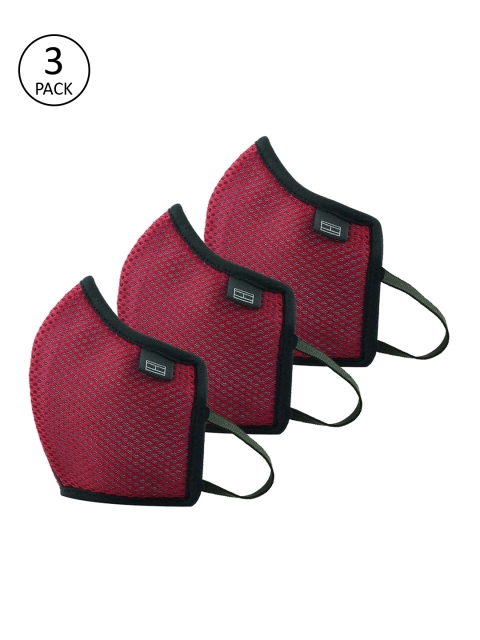 

Tommy Hilfiger Unisex Red Pack of 3 Reusable 4-Layer Outdoor Masks